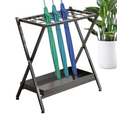 Imagem de Suporte de guarda-chuva – Suporte de guarda-chuva de 18 grades para armazenamento interno, grande organização independente e armazenamento com ganchos para entrada, hotel, escritório, comercial e