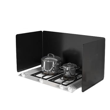 Imagem de HYUIO Protetor contra respingos de gordura, protetor contra respingos de óleo de cozinha, placa de respingo de óleo de aço inoxidável dobrável, múltiplo, para placa de isolamento térmico de fogão de