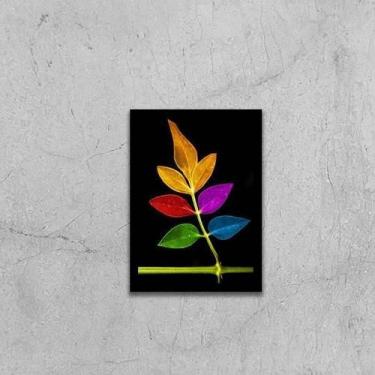 Imagem de Quadro Folha Multicolorida 45X34Cm - Com Vidro Moldura Preta - Quadros