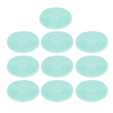 Imagem de Tapete de limpeza de escova de maquiagem de silicone, redondo, portátil, almofada de limpeza de escova cosmética para esponja e pincéis, 10 peças, macio, reutilizável, amigável