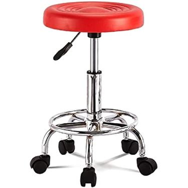 Imagem de BSNANCA Banqueta redonda ajustável para cadeira hidráulica com altura das rodas