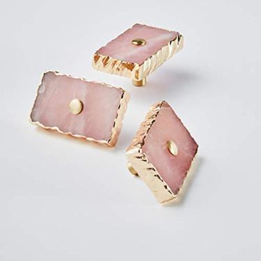 Imagem de GAORUIFENG Puxador de latão de cristal natural nórdico simples puxadores de cobre para gaveta de armário