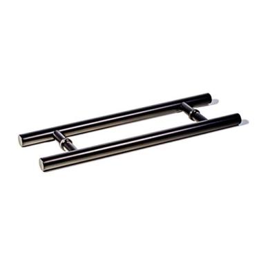 Imagem de Puxadores modernos de aço inoxidável de 45,7 cm de comprimento total, acabamento em tinta preta fosca, puxador interno externo para portas simples ou duplas portas deslizantes de celeiro, barra