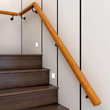 Imagem de Corrimão de escada corrimão de escada de madeira antiderrapante corrimão de escada de jardim de infância corredor contra a parede trilho de suporte interno villa loft trilhos para idosos varanda deck