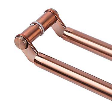 Imagem de Puxadores de porta push-pull em ouro rosa, tamanho grande, barra de metal comercial para porta de vidro, maçaneta de porta deslizante redonda simples com acessórios de montagem (tamanho: 150 cm/59-146