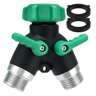 Imagem de Divisor de mangueira de jardim, divisor de mangueira de jardim de metal com aderência emborrachada - Distribuição de água de alta pressão à prova de intempéries para sistemas de irrigação fazenda