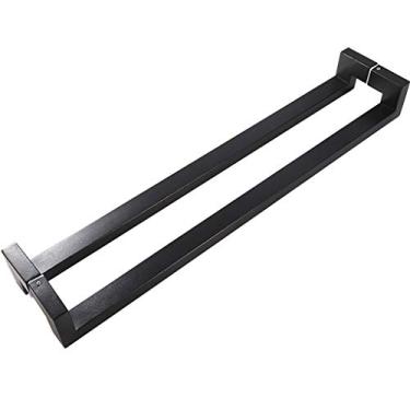 Imagem de Puxador de porta de vidro quadrado de aço inoxidável preto puxador deslizante de porta de celeiro para casa, hotel, escritório, 4 comprimentos (425 × 400 mm)