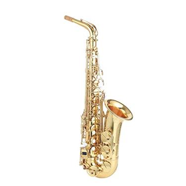 Imagem de Feito na França EB Saxofone Alto Latão Lacado Dourado Instrumento Musical E-Flat Sax com Estojo Acessórios Saxofone Estudante