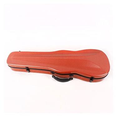 Imagem de Estojo De Violino Tamanho 4/4 Vermelho Portátil Resistente Ao Desgaste Com Higrômetro Estojo De Fibra De Carbono Tamanho Completo Estojo de Violino