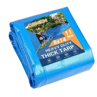 Imagem de CSMEN Lona Heay Duty impermeável 2,4 x 4,3 m, capa de lona azul de plástico para cobertura externa, chuva de emergência, telhado, piscina, barco, acampamento - multiuso com 12 mm de espessura