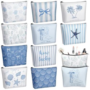 Imagem de Bulyoou 10 bolsas de cosméticos com tema de oceano, bolsa de maquiagem com zíper para mulheres, meninas, mar, fim de semana, viagem, viagem, viagem, presentes, lembrancinhas náuticas, acessórios de