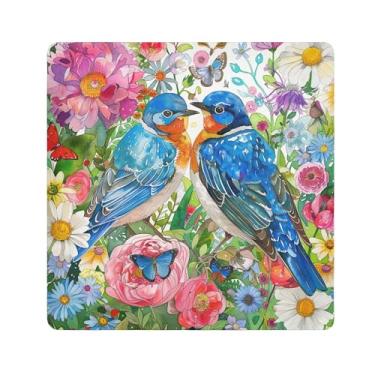 Imagem de SEHANY Saco de maquiagem de pano autoadesivo colorido flores primavera pássaro mágico protetor portátil para lente de câmera envoltório cosmético, bolsa de maquiagem aberta para mulheres, itens