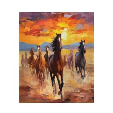 Imagem de Blueangle Cobertor de cavalos vermelho laranja marrom super macio e quente, 127 x 152 cm, leve para todas as estações, cobertor aconchegante para cama, sofá, sofá, fácil de cuidar (788)