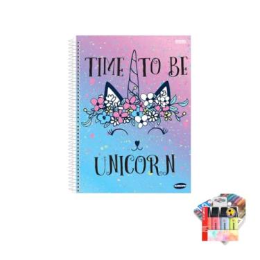 Imagem de Kit Caderno Feminino KBOM 96 Folhas + Caneta Trigel Metálica 10 Cores + Marca Texto Boss 4 Cores