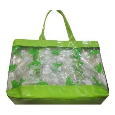 Imagem de Bolsa De Praia Transparente C/ Alca E Estampa De Golfinho - OEM, Verme