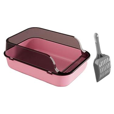 Imagem de Open Top Cat Litter Box Kitten Toilet Large Cat Sandbox Pet Supplies Cat Litter Container Durable Cat Toilet Pet Litter Tray for Indoor Cats, Pink/94