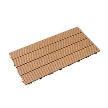 Imagem de SPXMQSS Tábuas de deck, azulejos compostos para pisos de azulejos, piso de deck de plástico de madeira fácil de instalar, ótima drenagem para jardim de pátio interno externo 30 x 60 x 2 cm E 12 peças