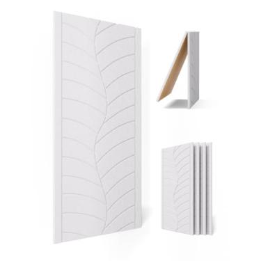 Imagem de Painéis de parede acústicos grandes, azulejos autoadesivos brancos absorventes de som para estúdio, paredes, quarto, pacote com 4, 119 x 61 x 1 cm, descasque e cole painéis de folhas de arte