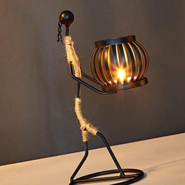 Imagem de Generic Candelabro Delicado Material de Ferro para Velas, Corda de Cânhamo, para Festas Festivas e Celebrações (Tipo H)