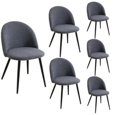 Imagem de Buenanir Conjunto de 6 capas de cadeira de sala de jantar, modernas, de meados do século, capas de cadeira de jantar com costas curvadas, sem braços, para cozinha, escritório, sala de estar, cinza