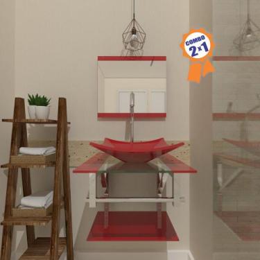 Imagem de Combo 2 x 1 Gabinete de Vidro 45cm para Banheiro Cuba Quadrada - Escóc