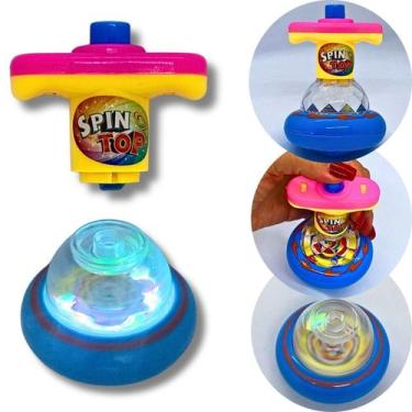 Imagem de Pião com Lançador e Luz Led Colorida Super Giro - 02 Peças - Ark Toys