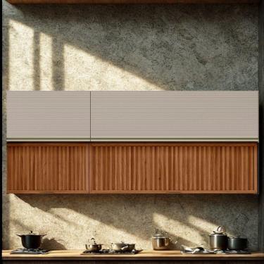 Imagem de Armario Aereo 120 Cm E Armario Aereo 60 Cm Ripado Proenca Nogueira Nude Prime Demartez