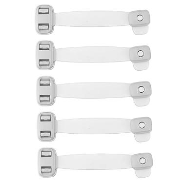 Imagem de Cuofyunl 5 peças de trava de segurança infantil, botão duplo, trava de armário à prova de bebê, proteção contra pitada, travas adesivas multiuso