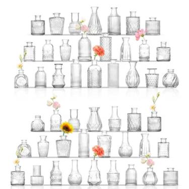 Imagem de MARTAGE Conjunto de 48 vasos de vidro, pequenos vasos transparentes para centros de mesa, vaso de vidro pequeno para flores, vaso de botão vintage a granel para casamento, festa, eventos, recepção