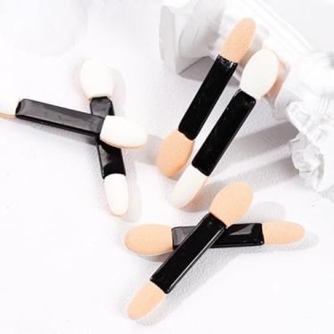 Imagem de Aplicador de sombra, pacote com 50 pincéis de sombra, dupla face, pincel de maquiagem descartável para maquiagem precisa para adultos e mulheres