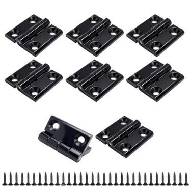 Imagem de 8 peças de dobradiças de armário, dobradiças FoyaHome para caixa de madeira, armário, gaveta e artesanato com parafusos de montagem, dobradiças de extremidade de aço inoxidável para portas de móveis