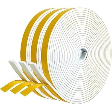 Imagem de Faixa de vedação de porta de decapagem climática, fita de espuma autoadesiva, tira de vedação contra clima, para vedação de lacuna, 1,2 cm x 1,2 cm x 1,2 m x 1,5 m, branca