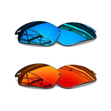 Imagem de SmartVLT Lentes de reposição masculinas para óculos de sol Oakley Fast Jacket OO9097 - Mais opções, Azul gelo e vermelho fogo, Tamanho �nico
