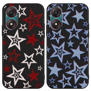 Imagem de Zrutru Pacote com 2 capas de telefone coloridas estrela para Zte Blade A34 16,8 cm, desenho fofo kawaii, design estético, capa protetora de TPU preto para meninas e mulheres