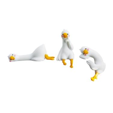 Imagem de Bothyi Miniaturas colecionáveis ​​de ganso branco para decoração de de computador, perfeitas para o interior do carro. Ideais para decorar a tela de, Conjunto de 3 Unidades