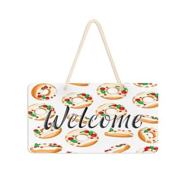 Imagem de Burbuja Placa de boas-vindas de Natal Donuts para porta da frente, placa de boas-vindas de PVC para decoração de férias de casa de fazenda, 15 x 28 cm