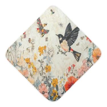 Imagem de Toalhas de bebê com capuz ultra macias absorventes toalha de bebê flores de pássaro musselina algodão toalhas de banho para recém-nascidos bebês 76 x 76 centímetros