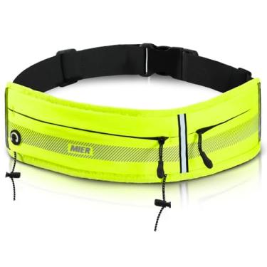 Imagem de MIER Cinto de corrida para homens e mulheres, pochete fina para celular, bolsa de corrida com clipe de maratona para caminhada, ciclismo, chaves, cartões e itens essenciais, Amarelo neon