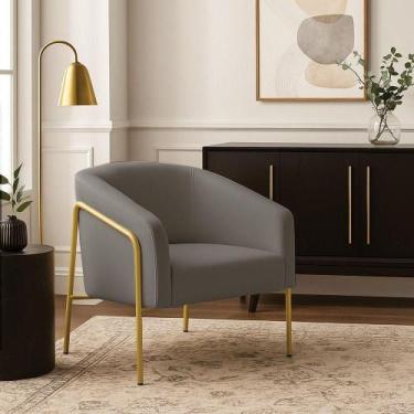 Imagem de Poltrona Sala Industrial Alta Dourado Stella Suede D03 - D'rossi Cor G