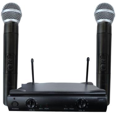 Imagem de Microfone Sem Fio Uhf Duplo De Mão Digital Profissional