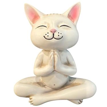Imagem de Top Brass Yoga Cat Figurine Statue – Meditating Praying Cat Desk Decor – Zen Home & Office Accent – Cute Resin Cat Sculpture for Shelf, Table or Gift – 5 Inch Mindful Cat Decor