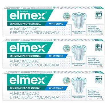 Imagem de Kit Creme Dental Elmex Sensitive Whitening 110g Com 3 unidades