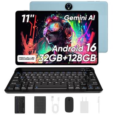 Imagem de Tablet de 11 polegadas com teclado, tablets Android de 15, 12 GB + 128 GB, expansão de 1 TB, bateria de 8000 mAh, câmera de 5 MP + 8 MP, WiFi 6 de banda dupla, tela sensível ao toque IPS, mouse/Stylus