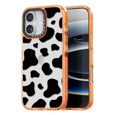 Imagem de Rosarnnah Capa para iPhone 17 fofa - capa de telefone à prova de choque com proteção contra quedas de grau militar de 2 m - Design com estampa de vaca leiteira (16,3 cm) laranja cósmico