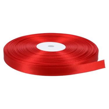 Imagem de Fita vermelha de poliéster de 1,27 cm x 100 metros, faixa de face única, fitas de artesanato vermelhas para embrulho de presente, laços de cabelo, álbuns de recortes, decorações de festa de casamento