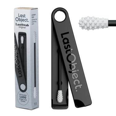 Imagem de LastSwab® Cotonetes de algodão reutilizáveis para limpeza de ouvido – A alternativa sustentável e sanitária para pontas de Q de uso único – Zero desperdício e fácil de limpar – Vem com um conveniente suporte para viagem – Preto