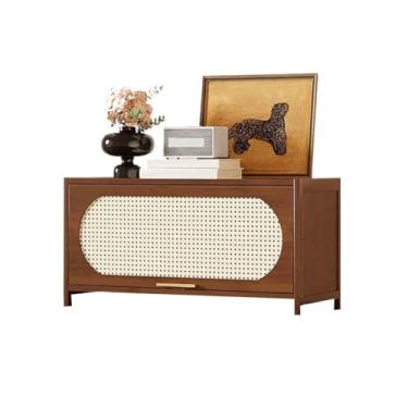 Imagem de hezhuhe2258 Aparador de sala de jantar, aparador baixo de camada única com armazenamento de mesa de canto para sala de estar, estante e exibição de 80 cm