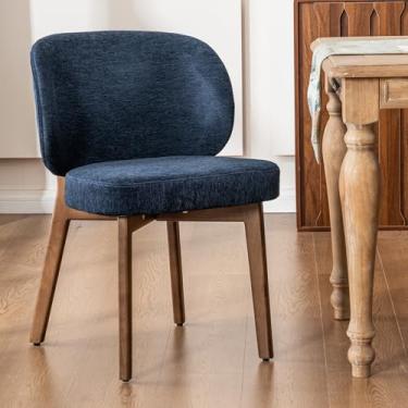 Imagem de YOUNIKE Cadeira de jantar com encosto único, cadeira de cozinha moderna de meados do século, cadeira estofada sem braços, 50,8 cm de largura, assento acolchoado com pernas de madeira para cozinha