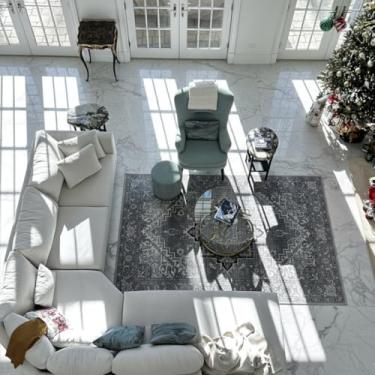 Imagem de Mont Brera Tapete de área de 15 x 23 cm para sala de estar, design persa vintage 15 x 23 cm com suporte antiderrapante para quarto, tapete lavável em mistura de lã e seda, lavável na máquina, tapete