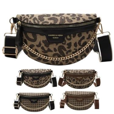 Imagem de VTYFRY Bolsas transversais para mulheres, moderna, multifuncional, bolsa de peito, moda, estampa de leopardo, pochete com zíper, casual, versátil, Leopardo, preto, Large, Bolsas transversais femininas
